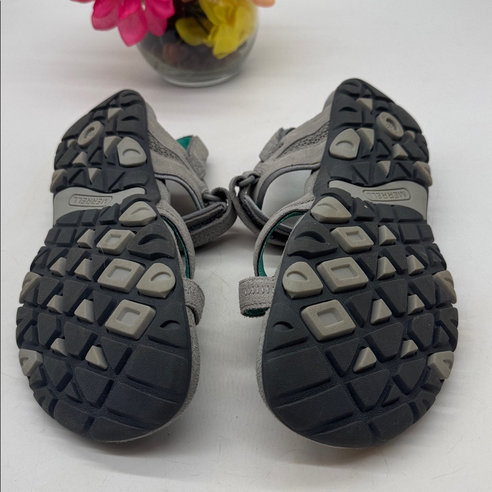 Merrell Grey Suede Active Toe Loop Sandals Size 1… - image 5